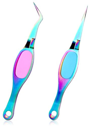 Piriuuo 2 pinzas para manualidades, pinzas de bloqueo cruzado, pinzas inversas, pinzas de precisión de agarre suave, pinzas de punta fina para manualidades, joyas, cuentas, electrónica, trabajo de