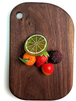 Esmberry - Planche à découper en noyer, petite planche à petit-déjeuner en une seule pièce, sans colle ni joints, planche à découper en bois, planche à pain en noyer