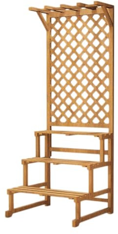 LYXXJRYBHD 3-Tier Heavy Duty Plant Stand, Flower Stand with Top Hanging, Grid Panel, Flower Display Rack for Indoor, Balcony, Garden(Brown,29.5in/75cm)