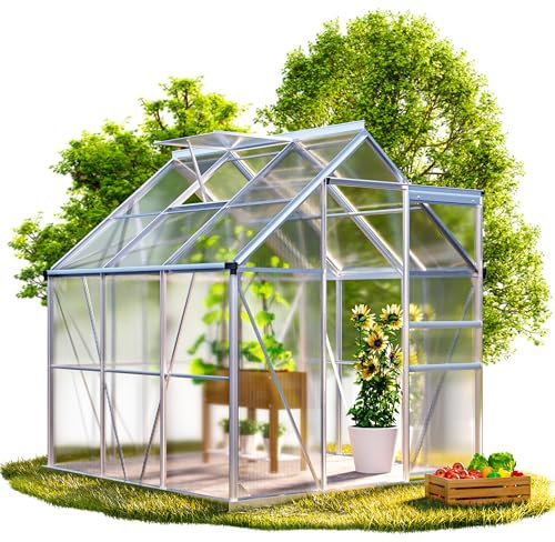 GARDEBRUK® Gewächshaus Aluminium 3,6m² 190x190cm inkl. Dachfenster Tomatenhaus Treibhaus Anzuchthaus Gartenhaus Frühbeet Pflanzenhaus Aufzucht 5,8m³