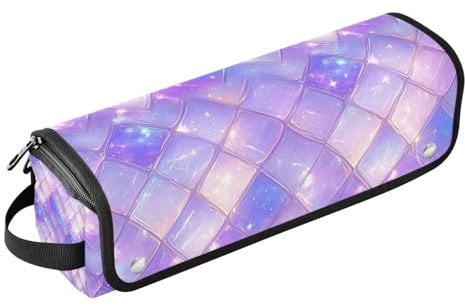 2 in 1 Hair Tools Organizer with Iron Mat Waterproof Curling Iron Travel Case for Hot Tools Curling Iron Flat Irons Hair Volumizer Styler, Charming Purple Dragon Scales Sparkling
