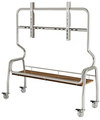 GUODDM Support TV Mobile en Acier Inoxydable, avec roulettes, Panier De Rangement Et Hauteur Réglable, for La Maison Ou Le Bureau(40-85)