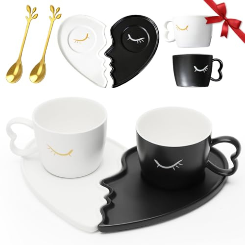 Tutamaz Tazze da Caffè, 2PCS tazze per Partner Kissing Mugs Tazze da Caffè Regali di Nozze per Sposi per Anniversario di Matrimonio San Valentino Regali di Natale
