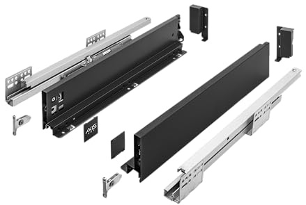 GTV Schubladensystem AXIS PRO - Schubkastengarnitur mit Vollauszug und Soft-Close - Länge 500 mm - Höhe 86 mm - Farbe Schwarz