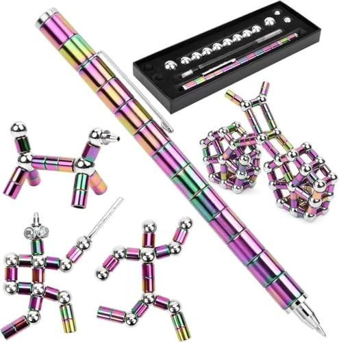 Bolígrafo Fidget Magnético - Herramienta Multifuncional para Escritura y Concentración con 2 Recambios y 2 Puntas Stylus, Gadget Anti-Estrés para Adultos (Colorido)
