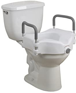 Drive Medical Elevated Raised Toilet Seat with Removable Padded Arms, Standard Seat