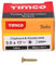 TIMCO Solo Chipboard & Woodscrews - Gold - 3.0 x 17 - Box of 200 - A single thread woodscrew mainly used in various types of timber and man-made boards or into masonry with the use of plastic plug