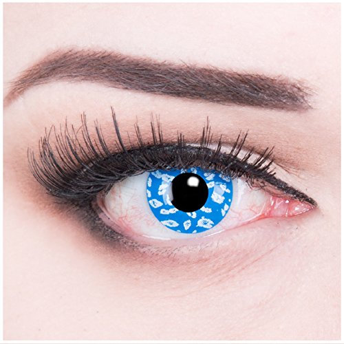 Farbige blaue Crazy Fun Kontaktlinsen crazy contact lenses 'Blue Leopard' 1 Paar perfekt zu Fasching, Karneval und Halloween. Mit gratis Linsenbehälter + 60ml Pflegemitel