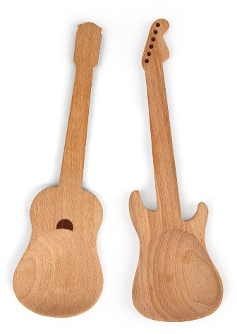 Kikkerland CU64 Rockin Löffel Buchenholzlöffel Gitarren, Holz