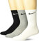 Nike Unisex Trainingssocken 3 Paar Lightweight Crew, Mehrfarbig (Grey Heather/White/Black), Gr. 34- 38 (Herstellergröße:S)
