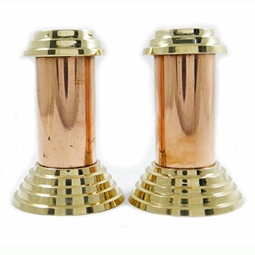 IBA Indianbeautifulart Copper 2 Pieces Salt and Pepper Shaker Set Tableware Serveware with Top and Base in Brass