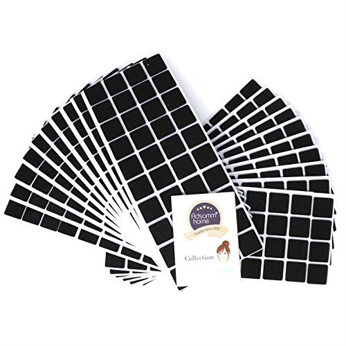 Adsamm® / 800 x Selbstklebende Filzgleiter/Schwarz / 25x25 mm/Quadratisch/Möbelgleiter aus Filz mit 3.5 mm Stärke/Möbel- und Bodengleiter