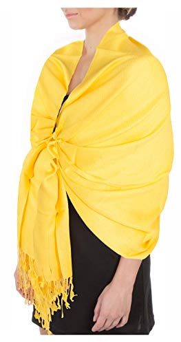 Sakkas Silky Feste weiche Pashmina Schal Wrap Stole - Bright Yellow
