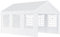 Outsunny Tendone per Feste 6x4m con Pareti Laterali Rimovibili, Gazebo da Giardino con Porte e Finestre, in Metallo, Bianco