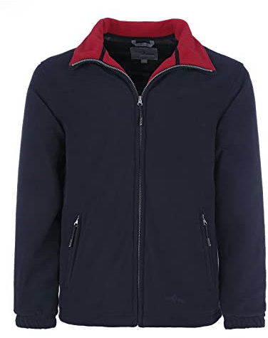 Blue Wave Herren Fleecejacke Knut mit Futter - Strickfleecejacke mit Stehkragen und Reißverschluss in Marine Blau Größe L