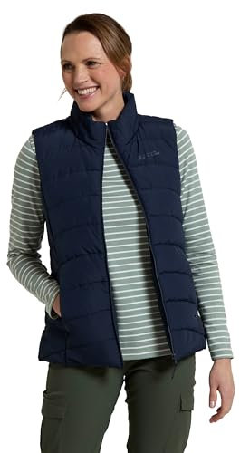 Mountain Warehouse Opal Womens Padded Gilet - Lightweight Body Warmer, Water Resistant Sleeveless Jacket with Front Pockets - Light Rain, Autumn, Winter Navy Women's Size 20