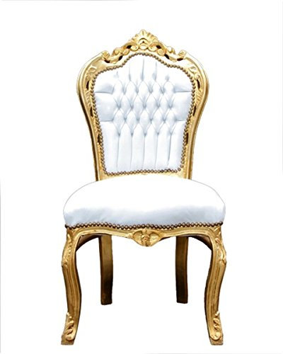 Casa Padrino Barock Esszimmer Stuhl Weiß/Gold - Möbel Antik Stil