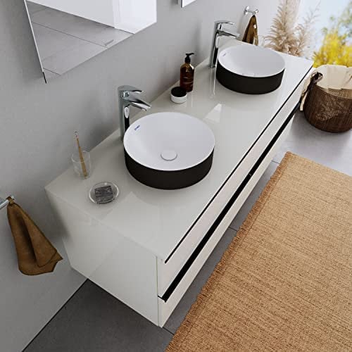 Duravit Aufsatzwaschbecken DuraCielo Ø36 cm Waschbecken aus Mineralguss Handwaschbecken in Schwarz/Weiß Matt Waschtisch für Unterschränke Badezimmer