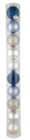 Shanghai Weihnachtskugeln 10er Set glänzend silber blau eisblau D= 3 cm