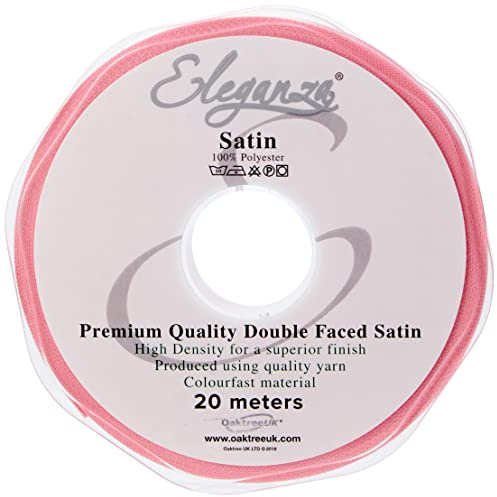 ELEGANZA Double Faced Satin 10mm x 20m Classic Pink No.07, 10 mm x 20 m