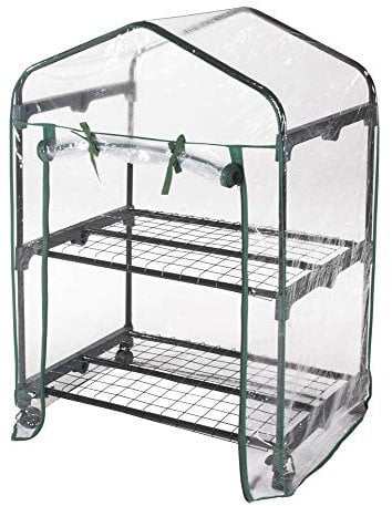 VERDELOOK | Serra Rettangolare a 2 Ripiani con Ruote e Telo Trasparente in PVC, 69x49x98 cm, Serra da Giardino e Balcone, per Protezione Piante, Invernale, per Giardinaggio
