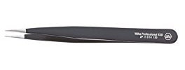 Wiha Präzisionspinzette Professional ESD Typ 00 (32327) 120 mm für empfindliche elektronische Bauteile, Schutz von Komponenten durch elektrostatisch ableitendes Werkzeug, dissipativ, Werkzeug mit Oberflächenwiderstand