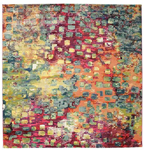 RugVista, Davina, Teppich, Mittelflor, 300 x 300 cm, Quadratisch, Modern, Oeko-Tex Standard 100, Polypropylene, Flur, Schlafzimmer, Küche, Wohnzimmer, Braun/Hellbraun/Gelb, Mehrfarbig