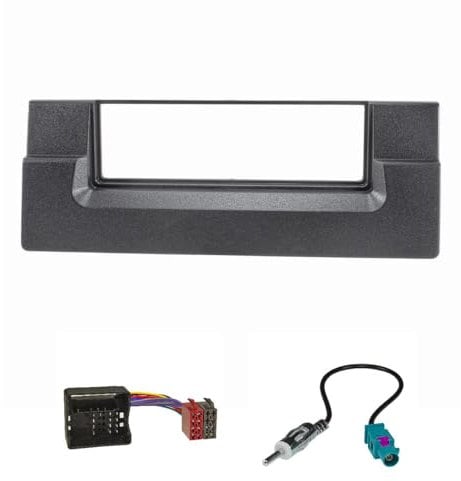 tomzz Audio 2404-024 Radioblende Set kompatibel mit BMW 5er E39 X5 E53 schwarz mit Quadlockadapter ISO Fakra Antennenadapter DIN