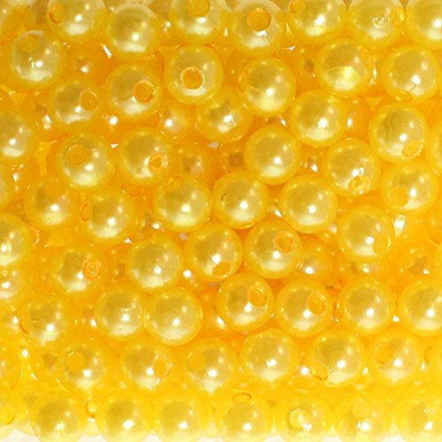 Set von künstlichen Perlen, 8 mm, mit Loch, 250 Stück gelb