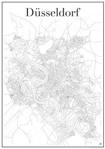 gridlines Düsseldorf Poster — Stadtplan, Stadtkarte, Plakat, Kunstdruck, Staßennetz und Wandposter (in A1, 60 cm x 84 cm) von Düsseldorf, Deutschland, Nordrhein-Westfalen