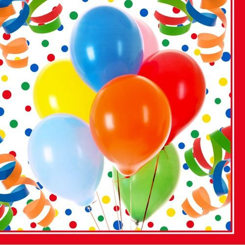 100 Servietten, 3-lagig 1/4-Falz 33 cm x 33 cm Lucky Balloons