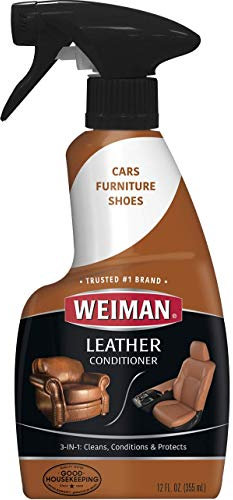 Weiman Nettoyant pour cuir et après-shampooing – Formule douce Nettoie, des conditions et des Restaurations Cuir et vinyle surfaces – Protège également des UV à éviter les fissures ou la décoloration du cuir Canapé, voiture, Chaussures, sacs à main et bien plus encore, 12 fl oz