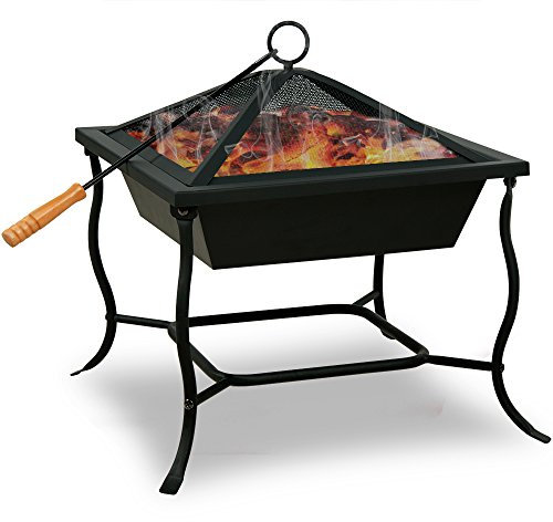 Gardebruk Brasero para Leña 45x45cm Hoguera Exterior Tapa y Atizador Pozo de Fuego Chimenea Jardín