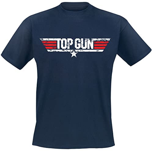 Top Gun Distressed Logo Männer T-Shirt Navy M 100% Baumwolle Fan-Merch, Filme