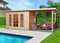 weka Gartenhaus Panorama 172 Gr.2, 21 mm, E-Glastür, 2 FP, Anbau 300 cm