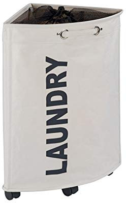 WENKO 62100100 Wäschesammler: 100% Polyester, Rollen: Polypropylen 33 x 33 x 60 cm, beige