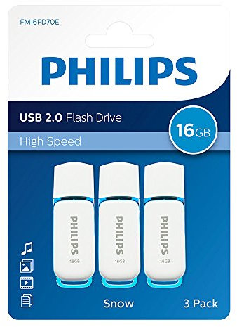 Philips Pack 3 USB 2.0 16GB Snow Edition Blue