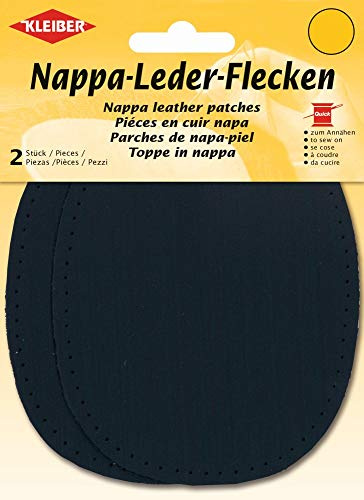 Kleiber Nappa-Leder-Flecken oval, echt, dunkelblau, 2