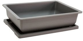 Bonsai Tree Plastic Training Pots With Matching Tray - Grey 50cm x 42cm x 11.5cm