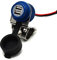 Cliff Top Chargeur USB de Moto 4,6 A 23 W en Aluminium avec Double Port de Charge Rapide, Robuste, étanche, pour Guidon de 2,2 cm, VTT, UTV pour Smartphones, GPS, tablettes et appareils Photo (Bleu)
