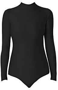 WOLF UNITARD Turnanzug mit Rollkragen für Erwachsene und Kinder, Schwarz, XL