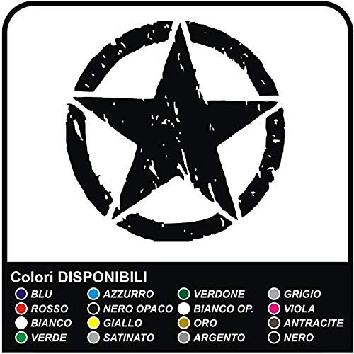 Adesivo STELLA militare consumata cm 50 x SUV (NERO OPACO)