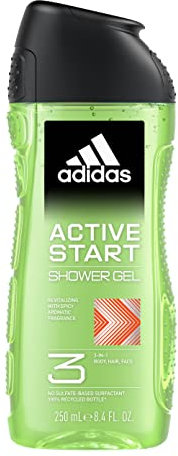 Adidas, Active Start Gel Doccia Bagnoschiuma 3 in 1 per Corpo, Capelli e Viso, 250 ml