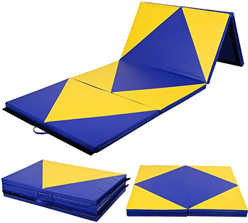COSTWAY Weichbodenmatte 300 x 120 x 5 cm | Gymnastikmatte klappbar | Yogamatte verbindbar | Turnmatte groß | Klappmatte | Fitnessmatte Farbwahl (Gelb)