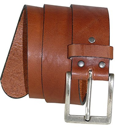 Harrys-Collection Unisex Jeansgürtel Vollrindleder Altsilberfarbige Schnalle, Bundweite:100, Farben:braun