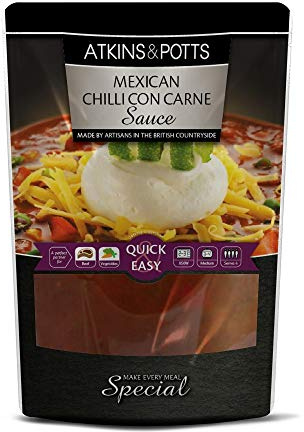 Atkins & Potts | Chilli con Carne Sauce - Make Every Meal Special - Great Taste Award Winners - Suitable for Vegetarians - 350g Pouch