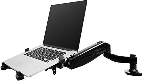 FLEXIMOUNTS 2-in-1 Monitorarm Laptop Halterung Ständer Schwenkbare Gasfeder LCD Arm Höhenverstellbare Schreibtischhalterungen für 25,4-61 cm Monitor- / 27,9-43,9 cm Notebook