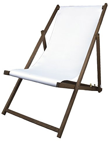 Promo Trade GmbH Liegestuhl, Holz, weiß, 138 x 59 x 5 cm