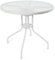 THE SECRET HOME - Mesa Redonda de Metal con Base de Cristal Texturizado - Alto. 70 cm x Diámetro. Ø60/Ø80 cm - Mesa para Jardín, Terraza, Patio o Balcón (Blanco - Ø80 cm)