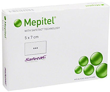 Mepitel Polymide Netz-Silikonverband, 7 x 5 cm, 5 Stück